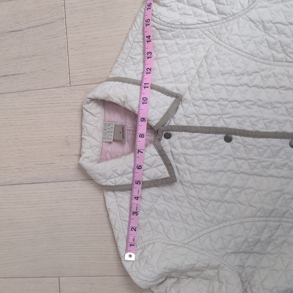 SIGRID OLSEN SPORT | Quilted Jacket | Cream Tan Trim | Size Medium - Picture 15 of 16